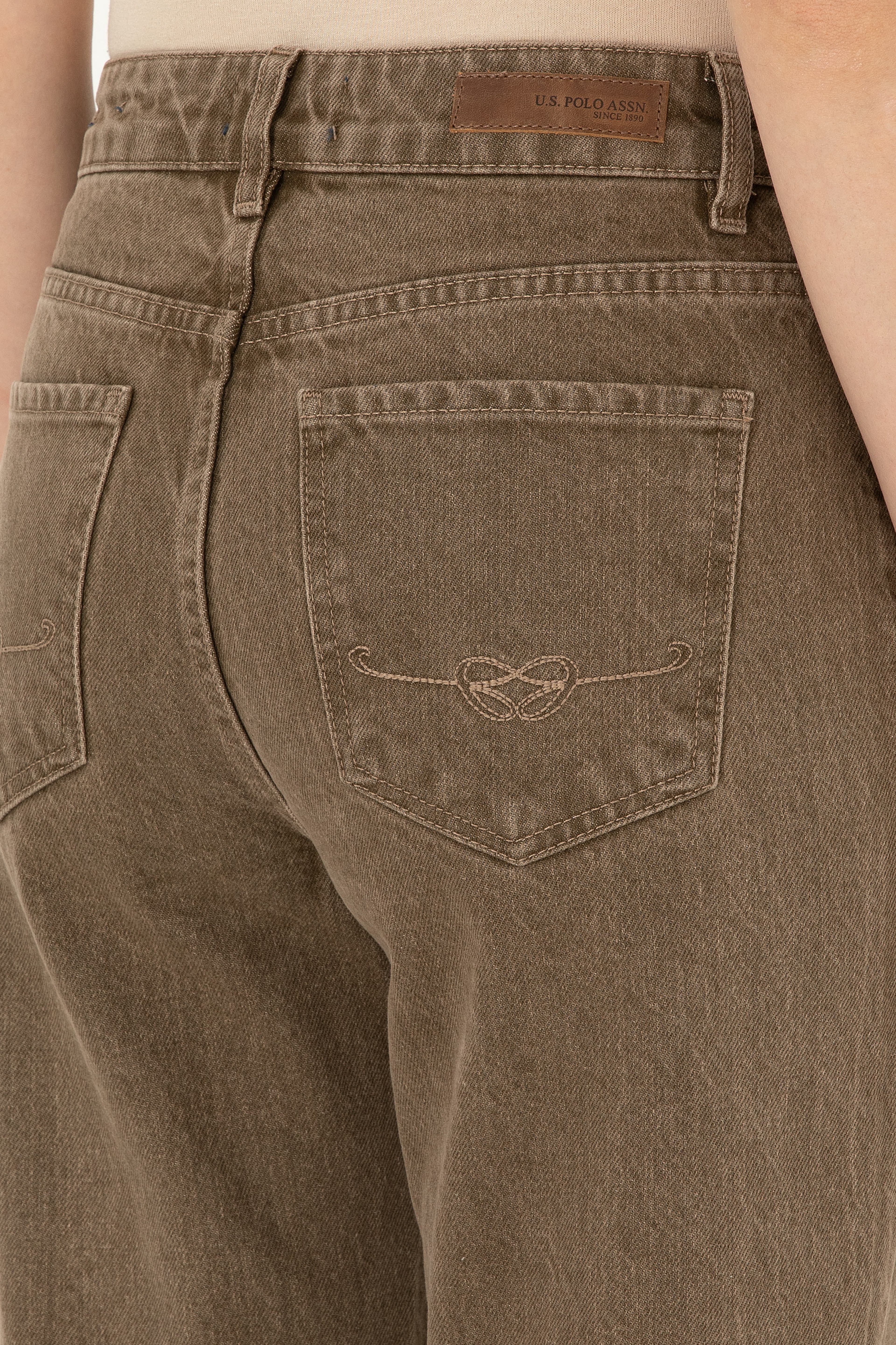 Kadın Açık Kahverengi Loose Fit Jean Pantolon - Image 6