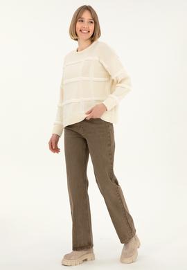 Kadın Açık Kahverengi Loose Fit Jean Pantolon - 50290891005