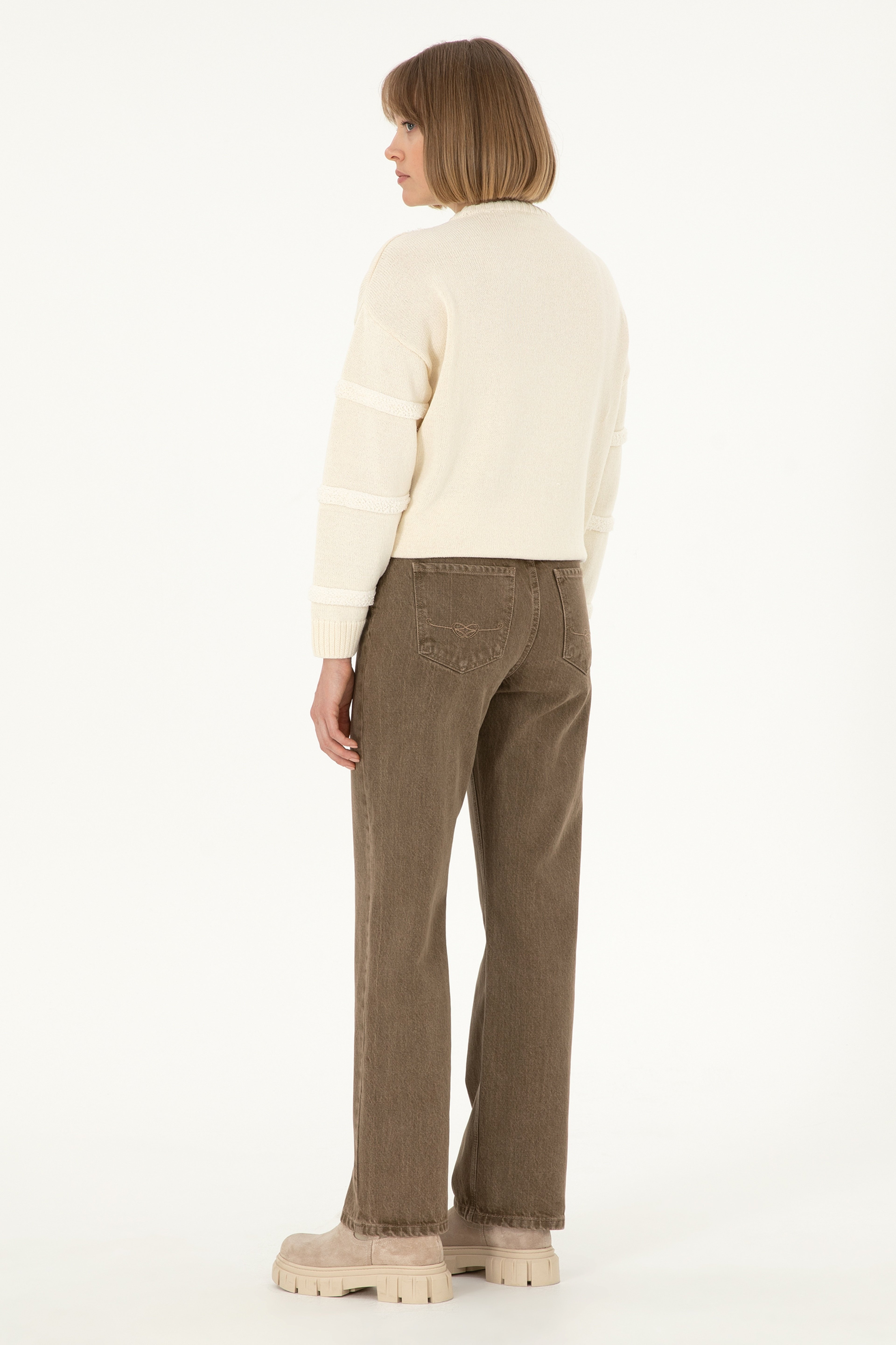 Kadın Açık Kahverengi Loose Fit Jean Pantolon