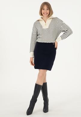 Kadın Lacivert Mini Boy Triko Etek - 50293065006