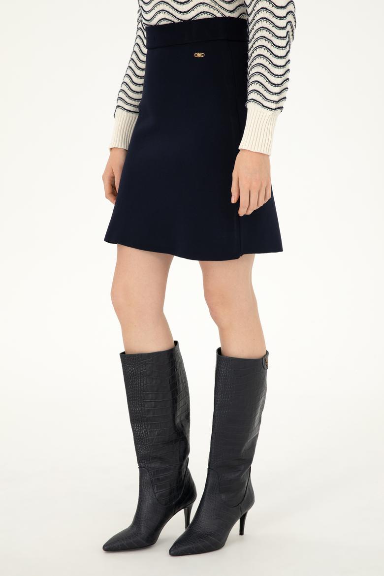 Kadın Lacivert Mini Boy Triko Etek - 50293065006