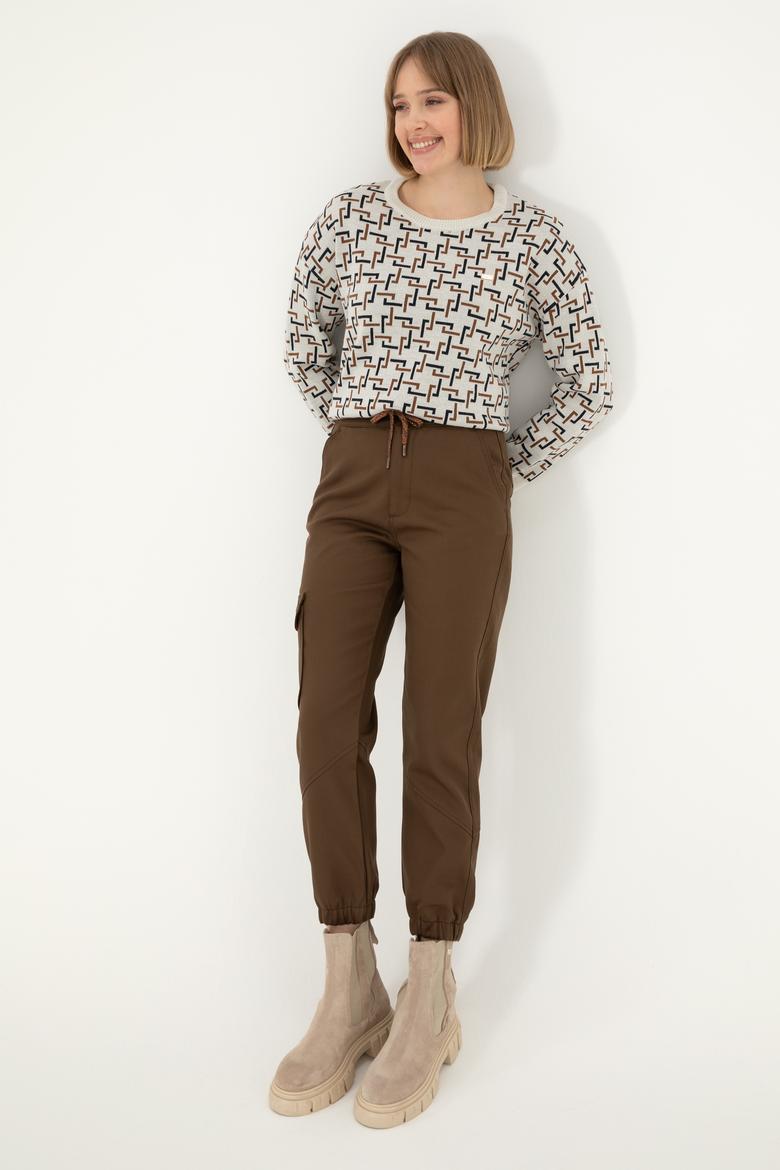 Kadın Krem Bisiklet Yaka Kazak - 50293171006