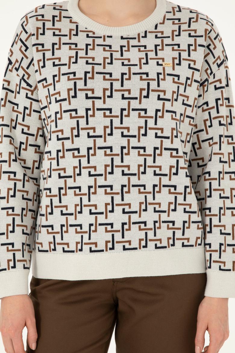 Kadın Krem Bisiklet Yaka Kazak - 50293171006