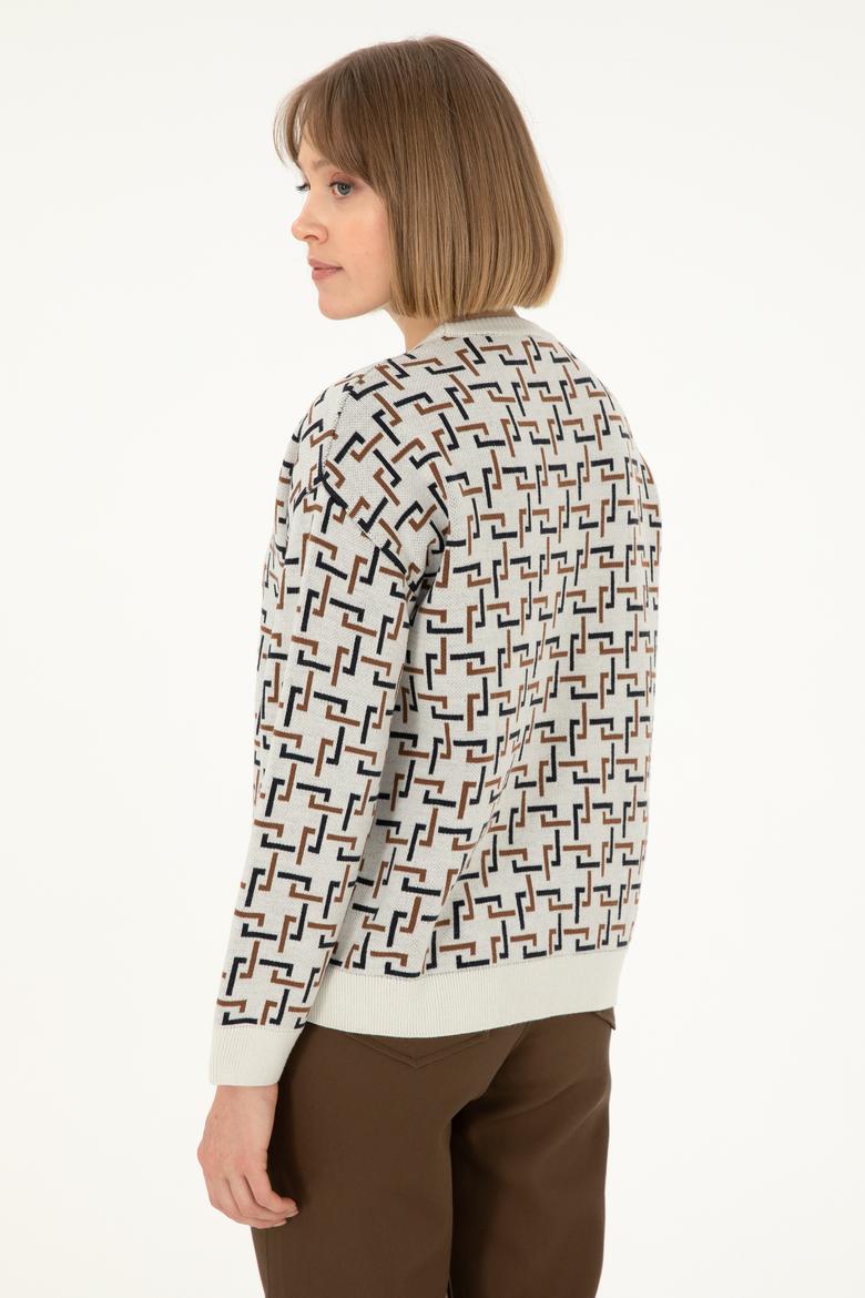 Kadın Krem Bisiklet Yaka Kazak - 50293171006