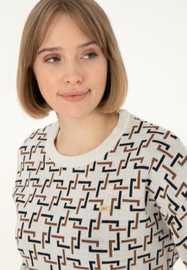 Kadın Krem Bisiklet Yaka Kazak - 50293171006