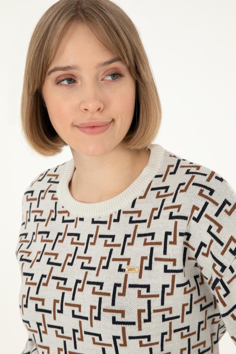 Kadın Krem Bisiklet Yaka Kazak - 50293171006