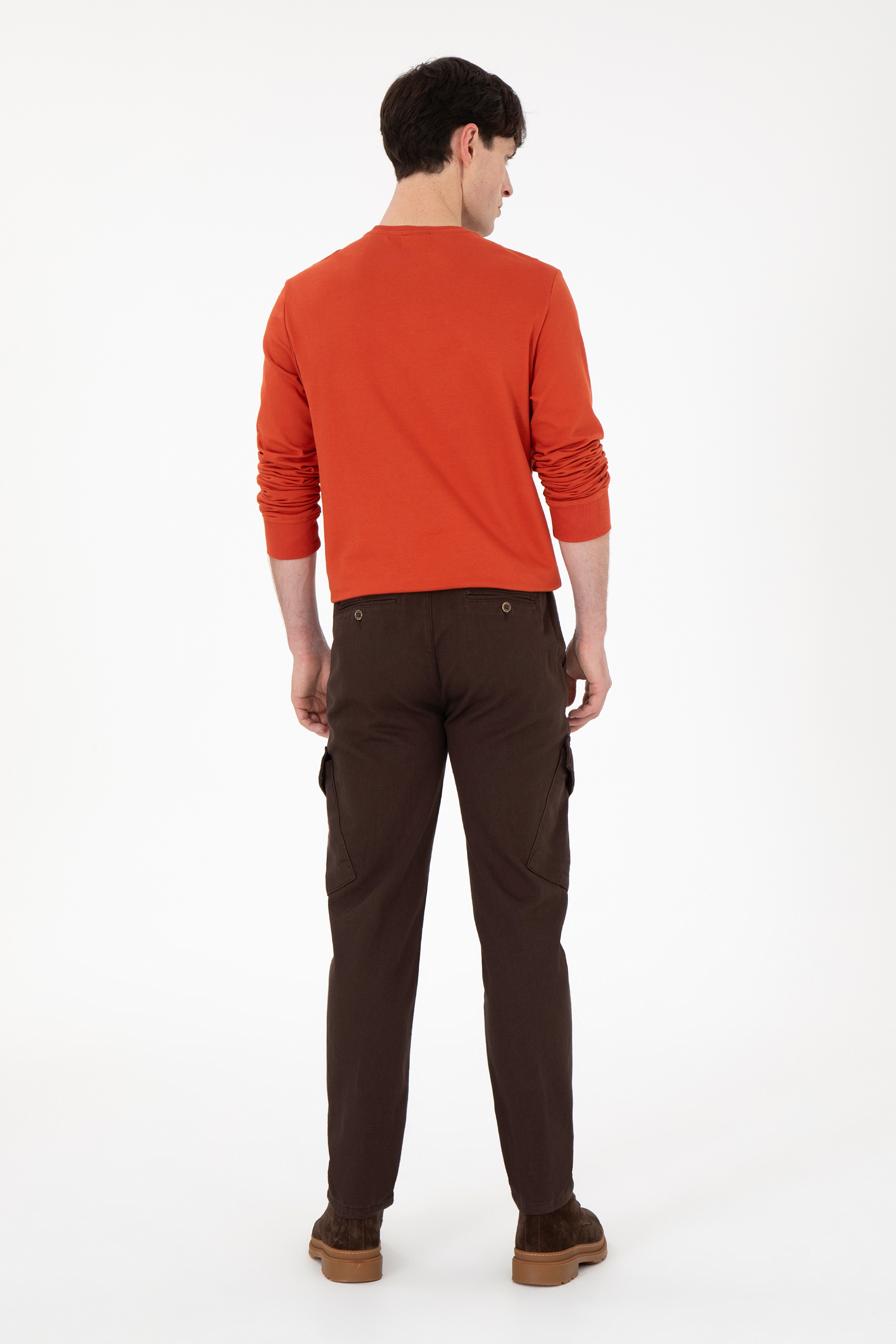 Erkek Carrot Fit Kahverengi Kanvas Pantolon - Image 4
