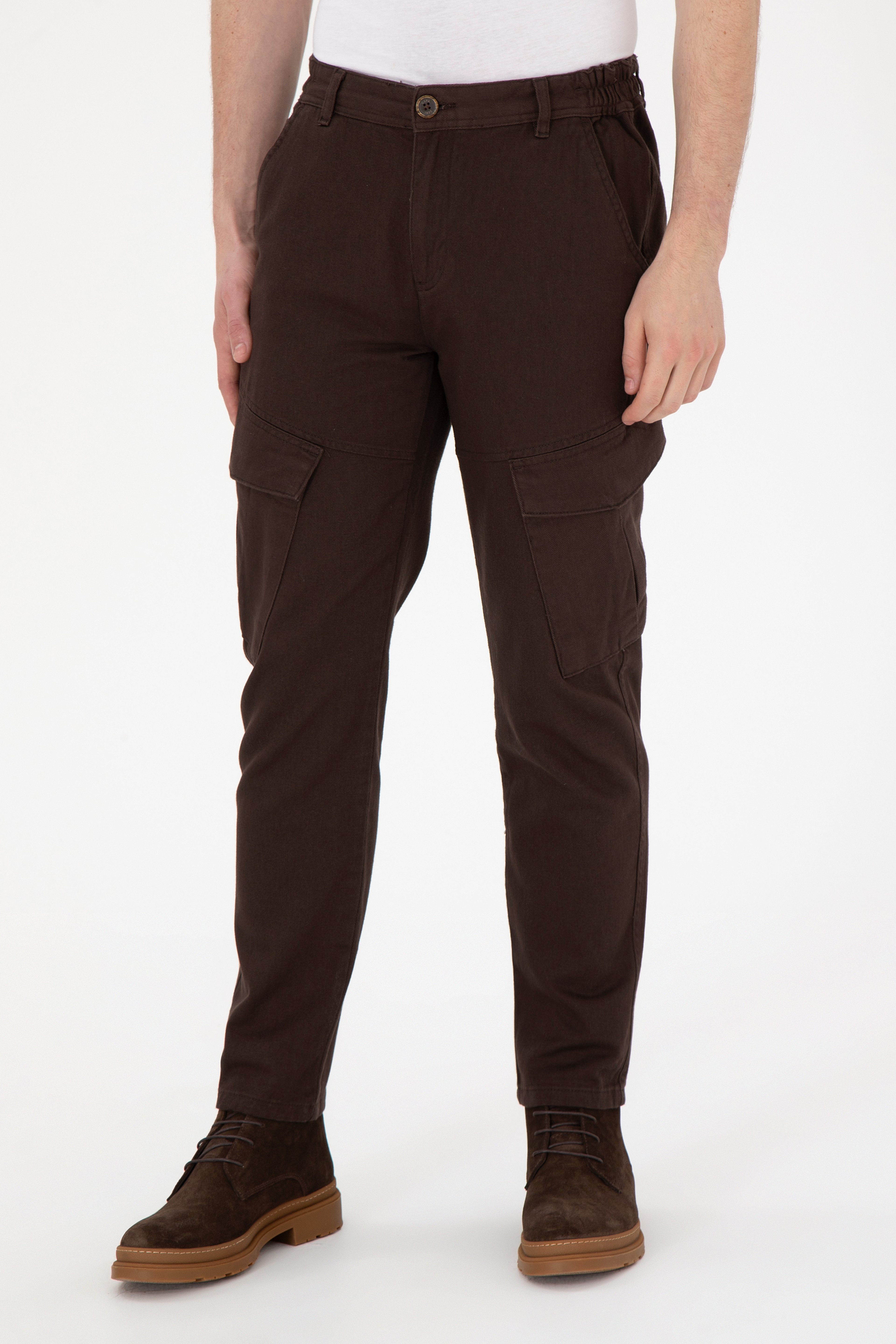 Erkek Carrot Fit Kahverengi Kanvas Pantolon - Image 2