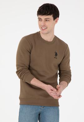Erkek Regular Fit Bisiklet Yaka Haki Sweatshirt - 50292596005