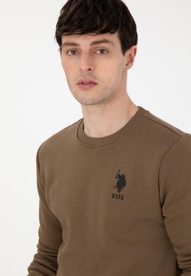 Erkek Regular Fit Bisiklet Yaka Haki Sweatshirt - 50292596005