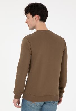 Erkek Regular Fit Bisiklet Yaka Haki Sweatshirt - 50292596005