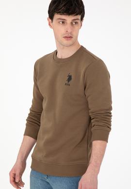 Erkek Regular Fit Bisiklet Yaka Haki Sweatshirt - 50292596005