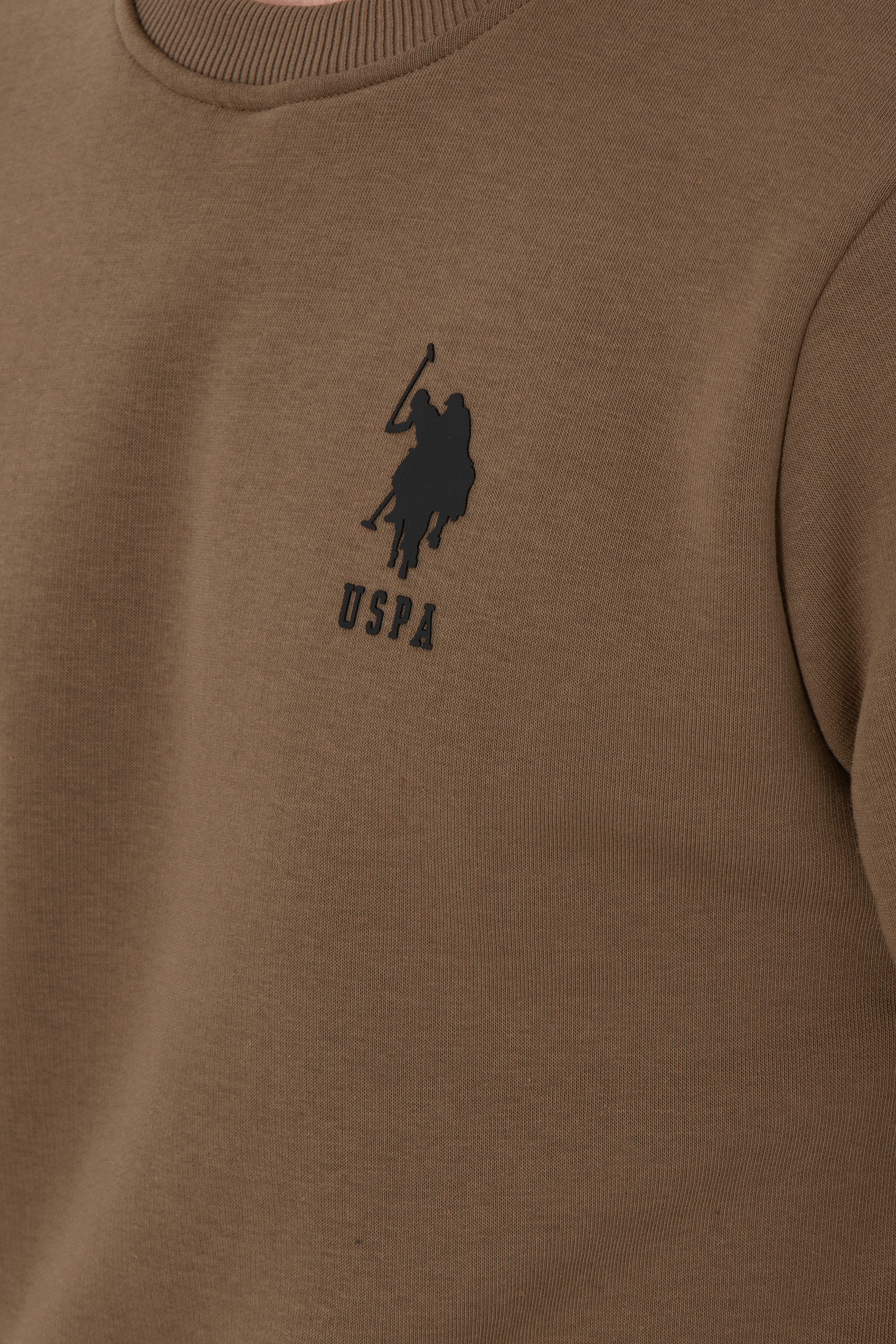 Erkek Regular Fit Bisiklet Yaka Haki Sweatshirt - Image 7