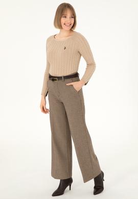 Kadın Kum Melanj Bisiklet Yaka Basic Kazak - 50288981013