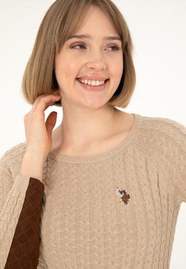 Kadın Kum Melanj Bisiklet Yaka Basic Kazak - 50288981013