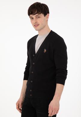 Erkek Siyah Basic Triko Hırka - 50288878015