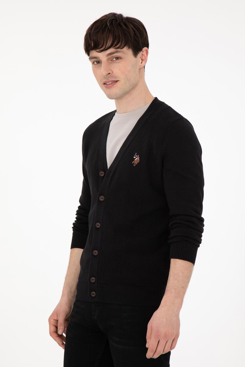 Erkek Siyah Basic Triko Hırka - 50288878015