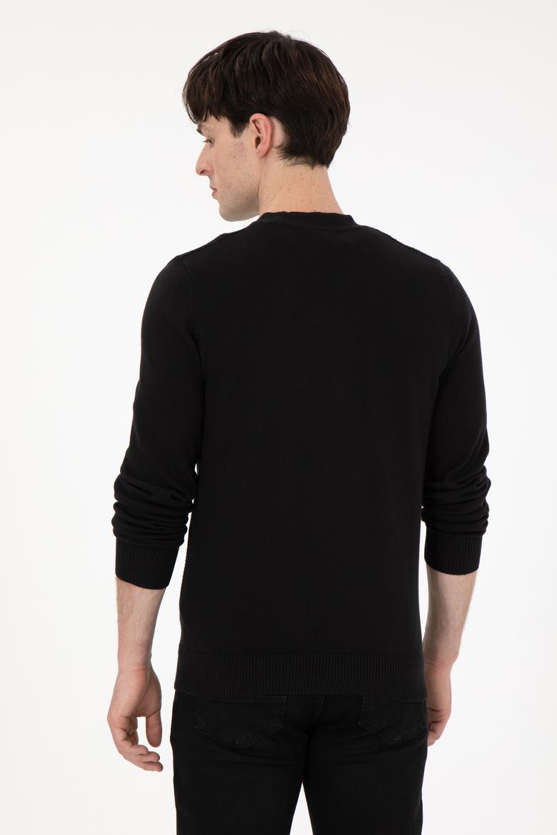 Erkek Siyah Basic Triko Hırka - 50288878015