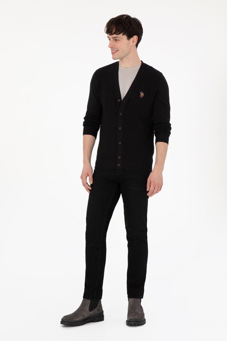 Erkek Siyah Basic Triko Hırka - 50288878015