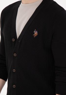 Erkek Siyah Basic Triko Hırka - 50288878015