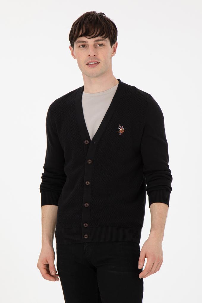 Erkek Siyah Basic Triko Hırka