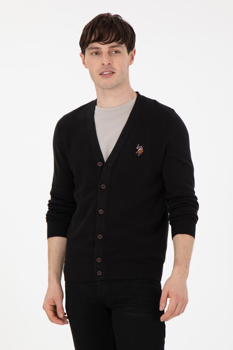 Erkek Siyah Basic Triko Hırka