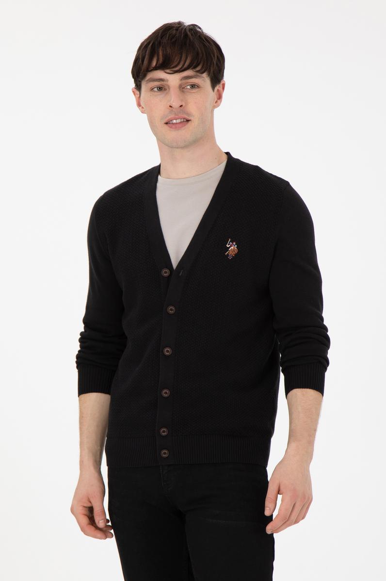 Erkek Siyah Basic Triko Hırka