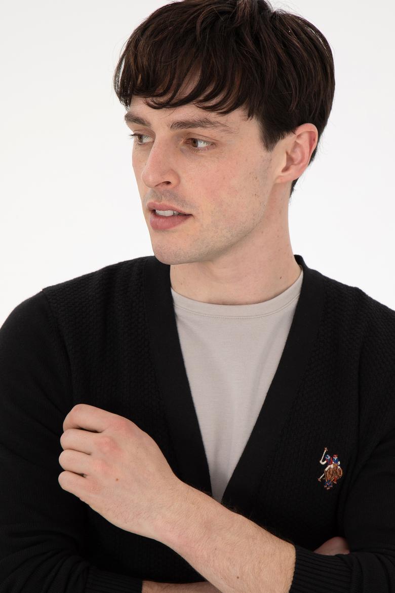 Erkek Siyah Basic Triko Hırka - 50288878015