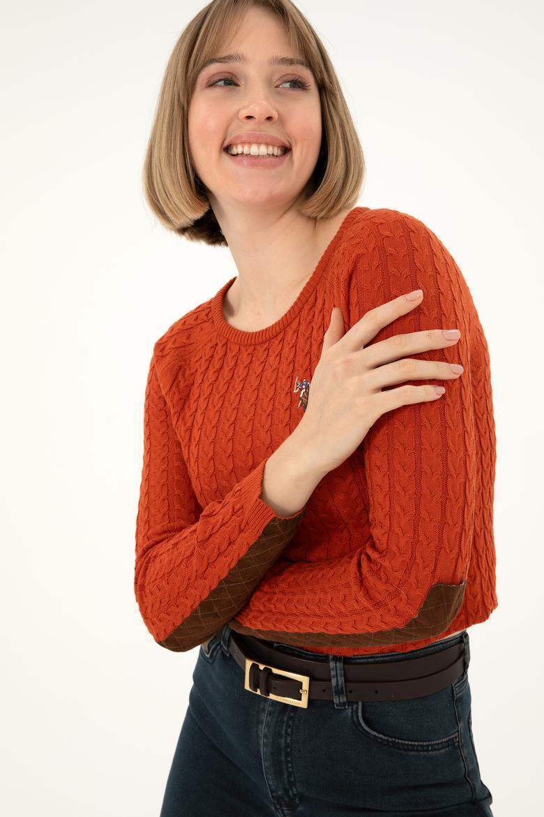 Kadın Kiremit Bisiklet Yaka Basic Kazak - 50288981032