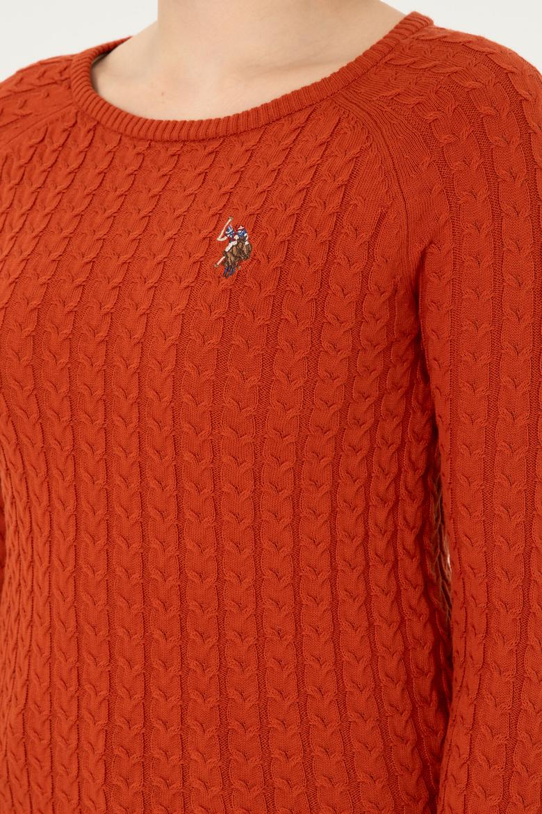 Kadın Kiremit Bisiklet Yaka Basic Kazak - 50288981032