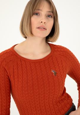 Kadın Kiremit Bisiklet Yaka Basic Kazak - 50288981032