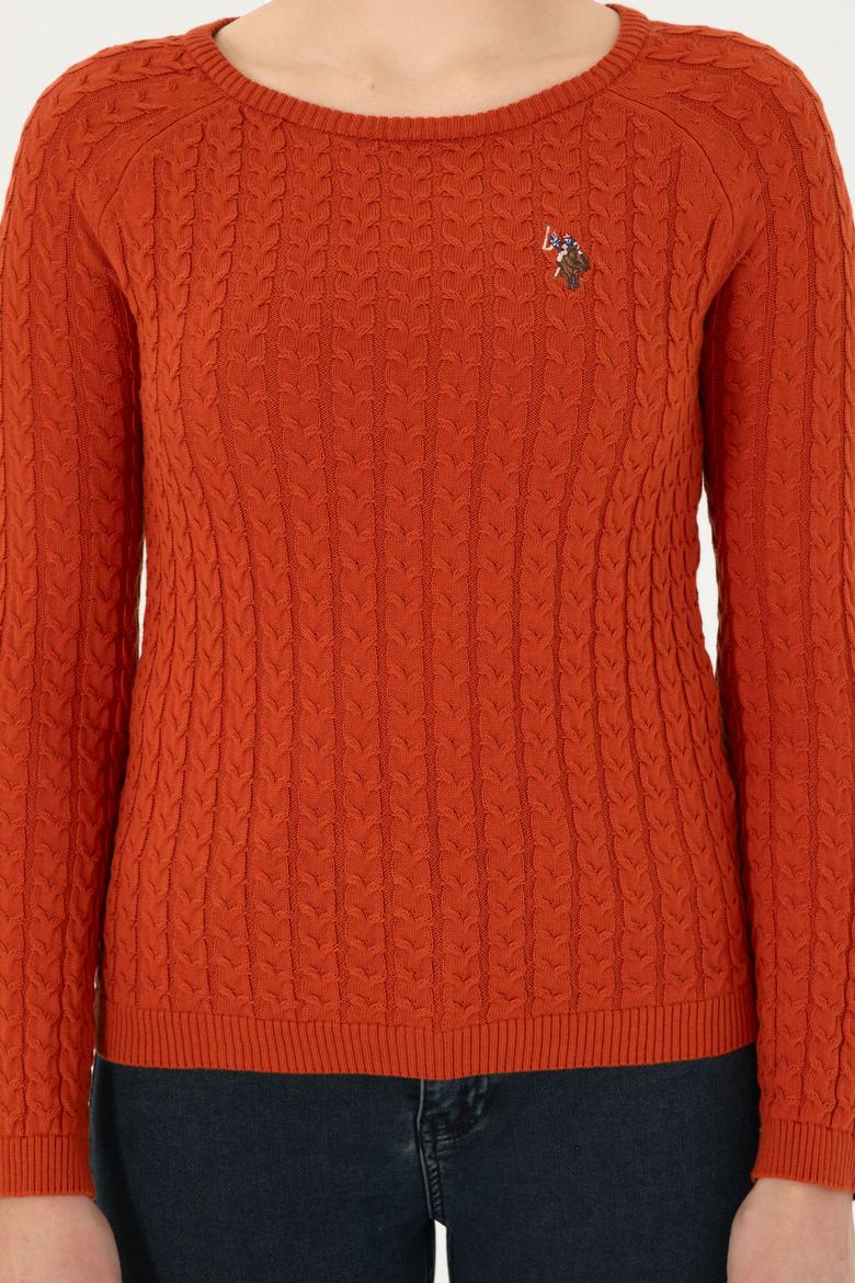 Kadın Kiremit Bisiklet Yaka Basic Kazak - 50288981032