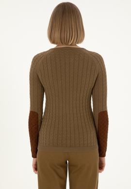 Kadın Haki Bisiklet Yaka Basic Kazak - 50288981018