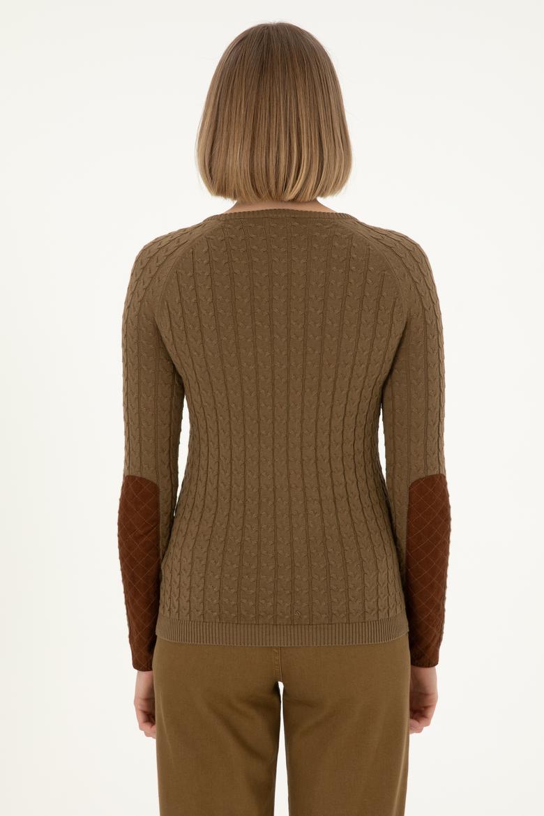 Kadın Haki Bisiklet Yaka Basic Kazak - 50288981018