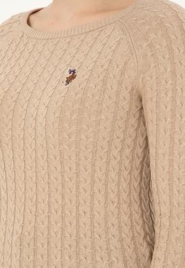 Kadın Kum Melanj Bisiklet Yaka Basic Kazak - 50288981013