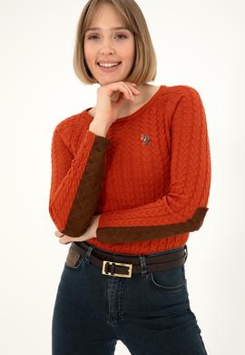 Kadın Kiremit Bisiklet Yaka Basic Kazak - 50288981032