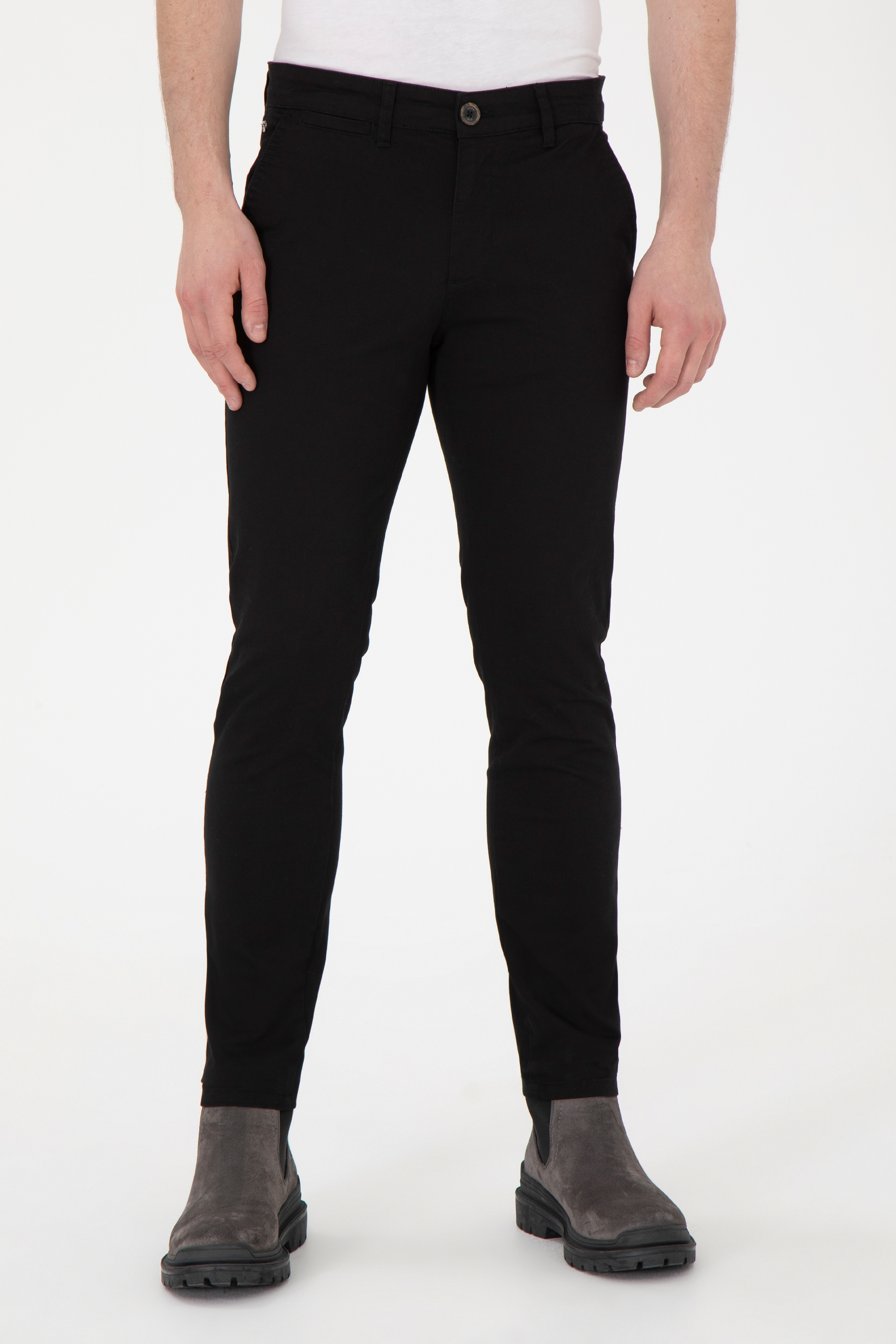 Erkek Slim Fit Siyah Kanvas Pantolon - Image 2