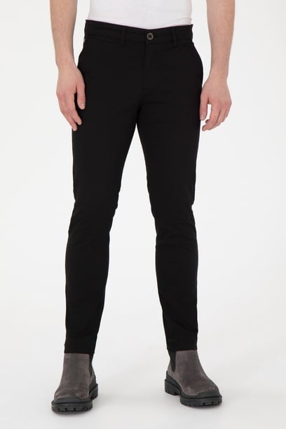 Erkek Slim Fit Siyah Kanvas Pantolon