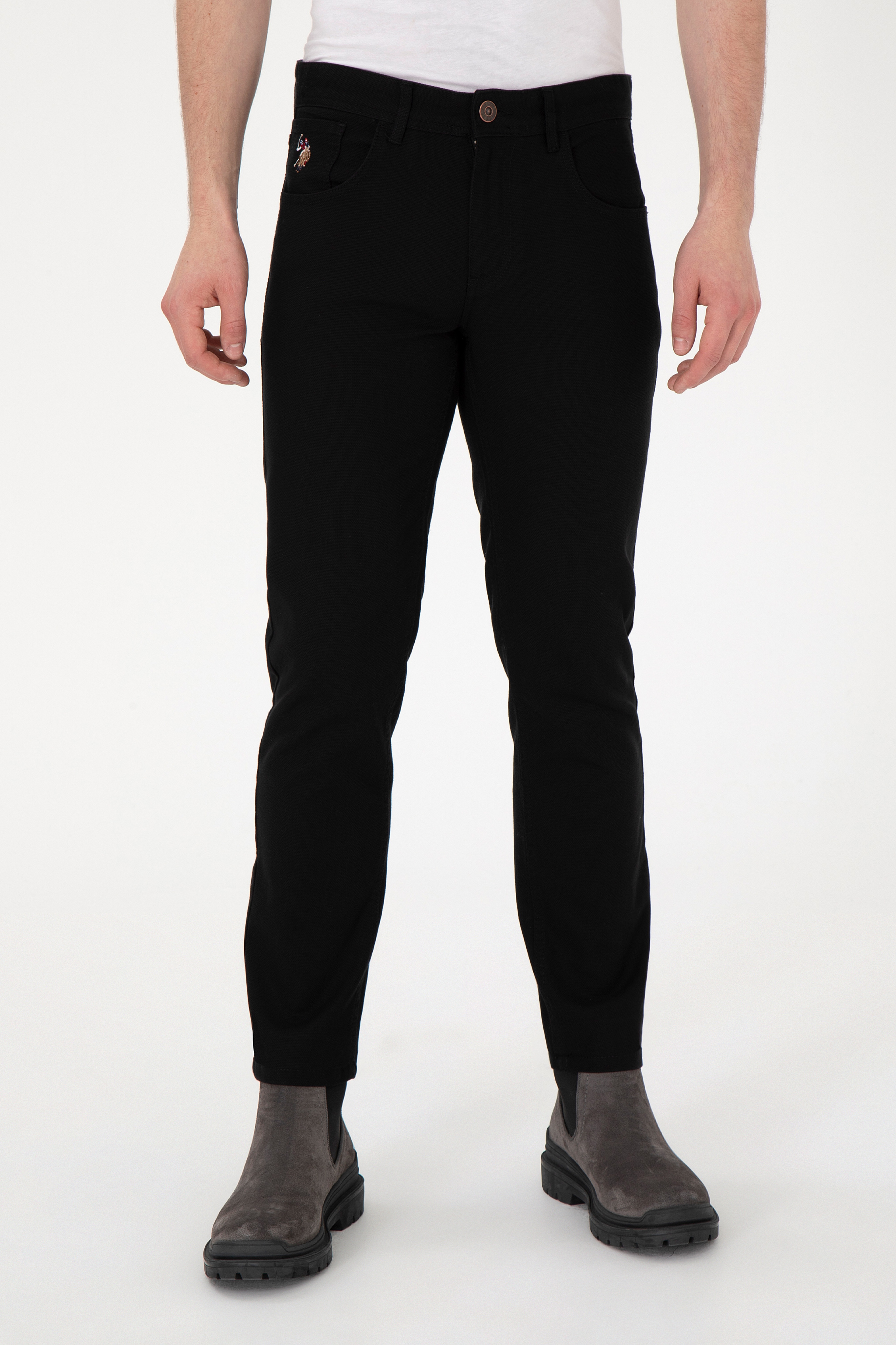 Erkek Slim Fit Siyah Kanvas Pantolon - Image 2