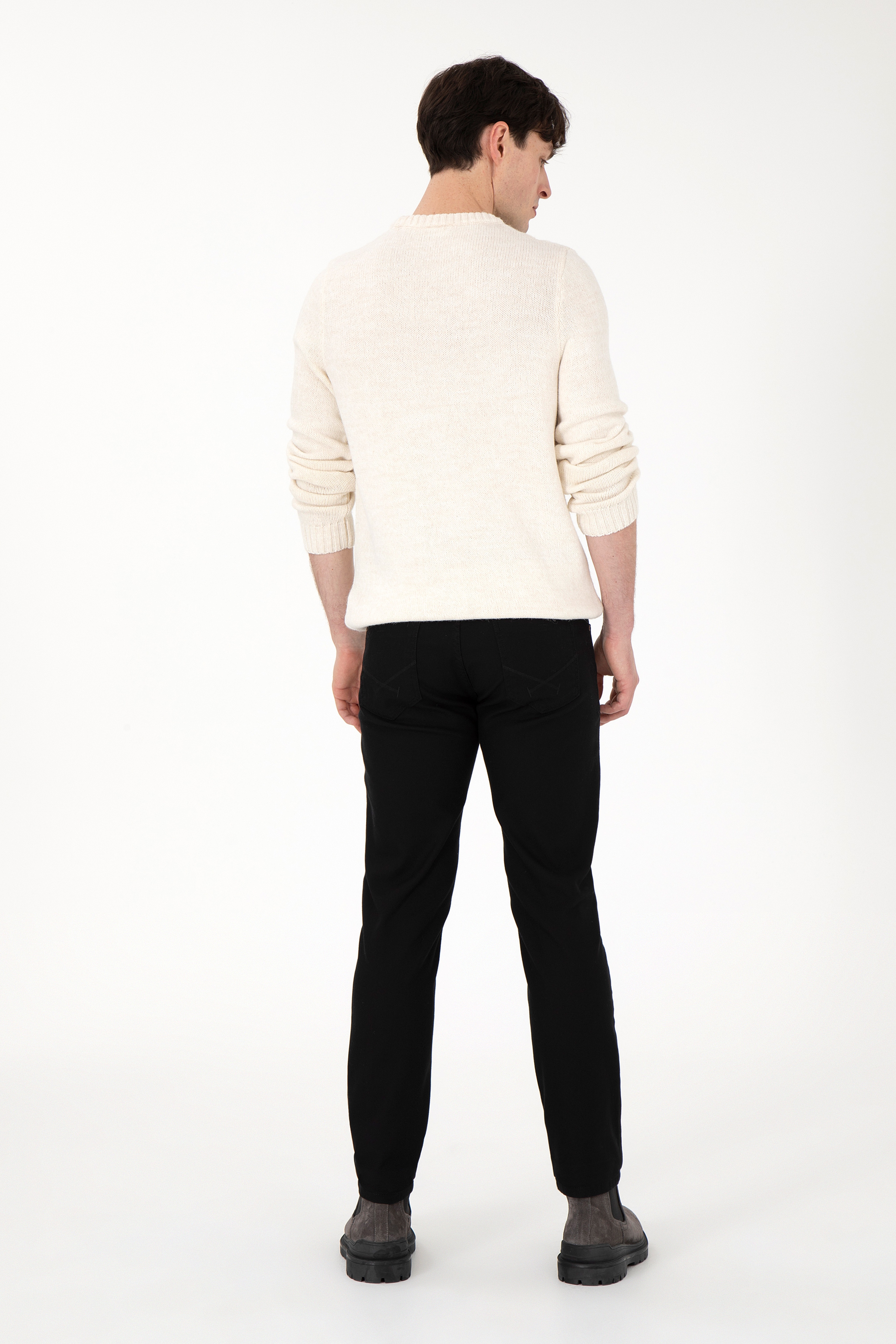Erkek Slim Fit Siyah Kanvas Pantolon