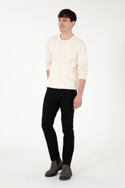 Erkek Slim Fit Siyah Kanvas Pantolon