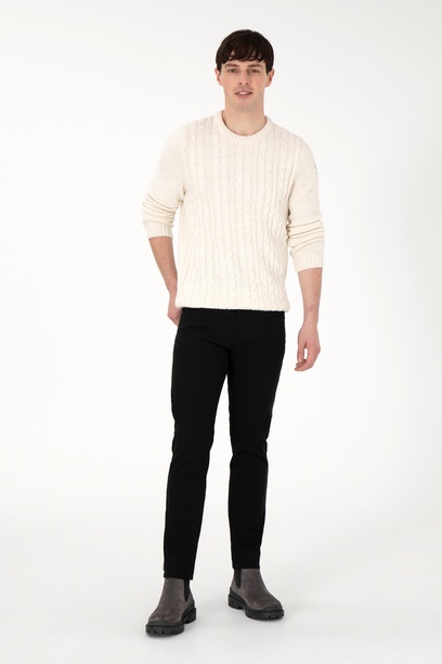 Erkek Slim Fit Siyah Kanvas Pantolon