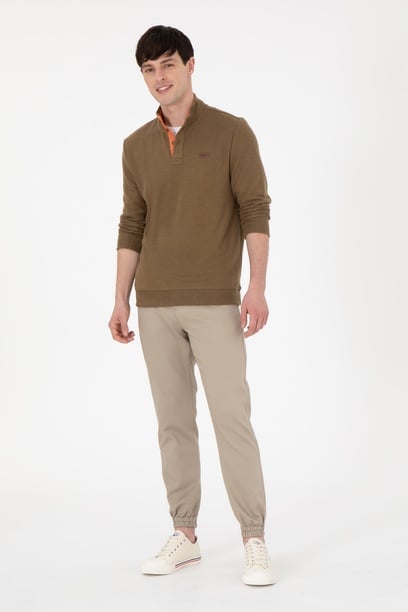 Erkek Jogger Fit Açık Haki Kanvas Pantolon