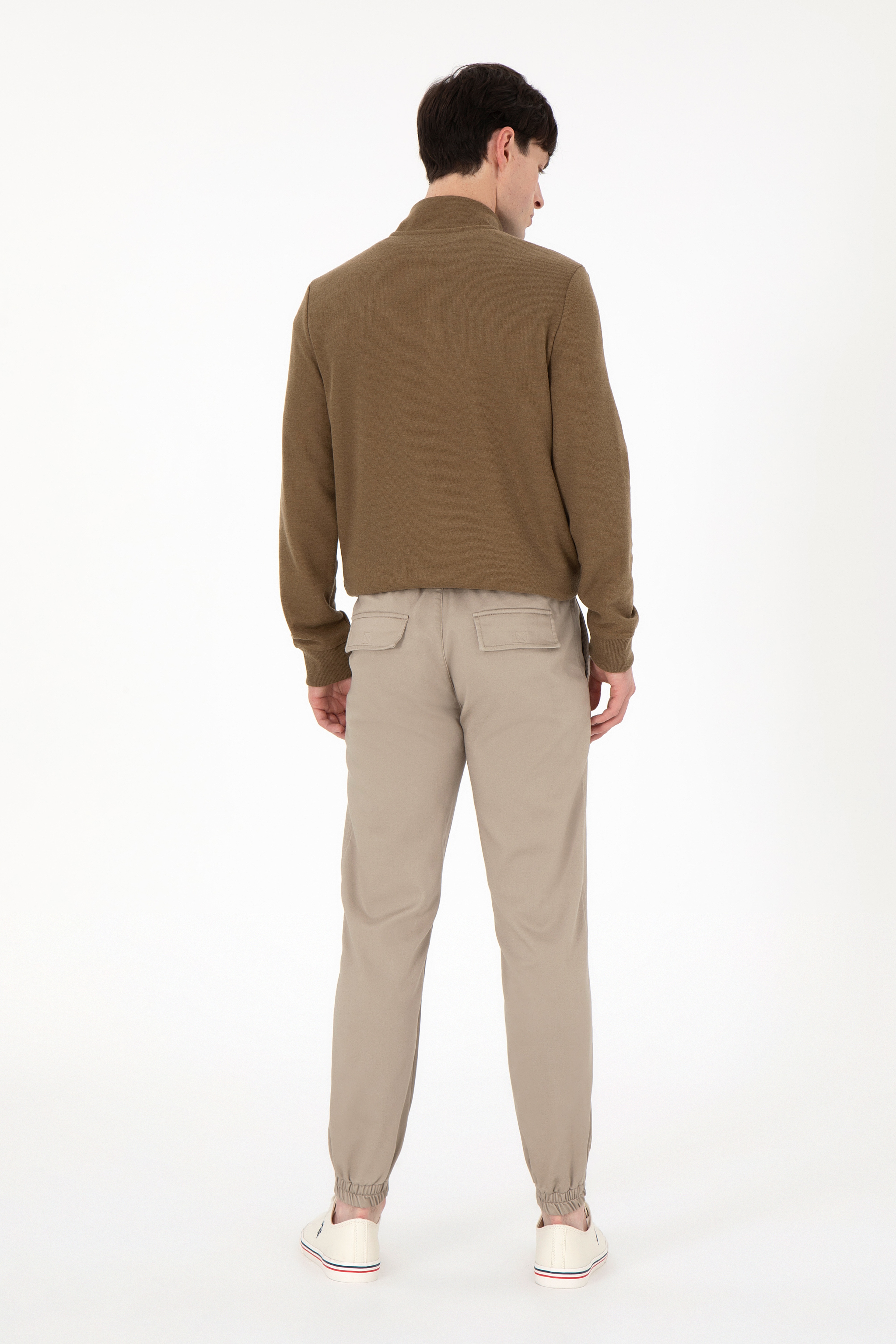 Erkek Jogger Fit Açık Haki Kanvas Pantolon