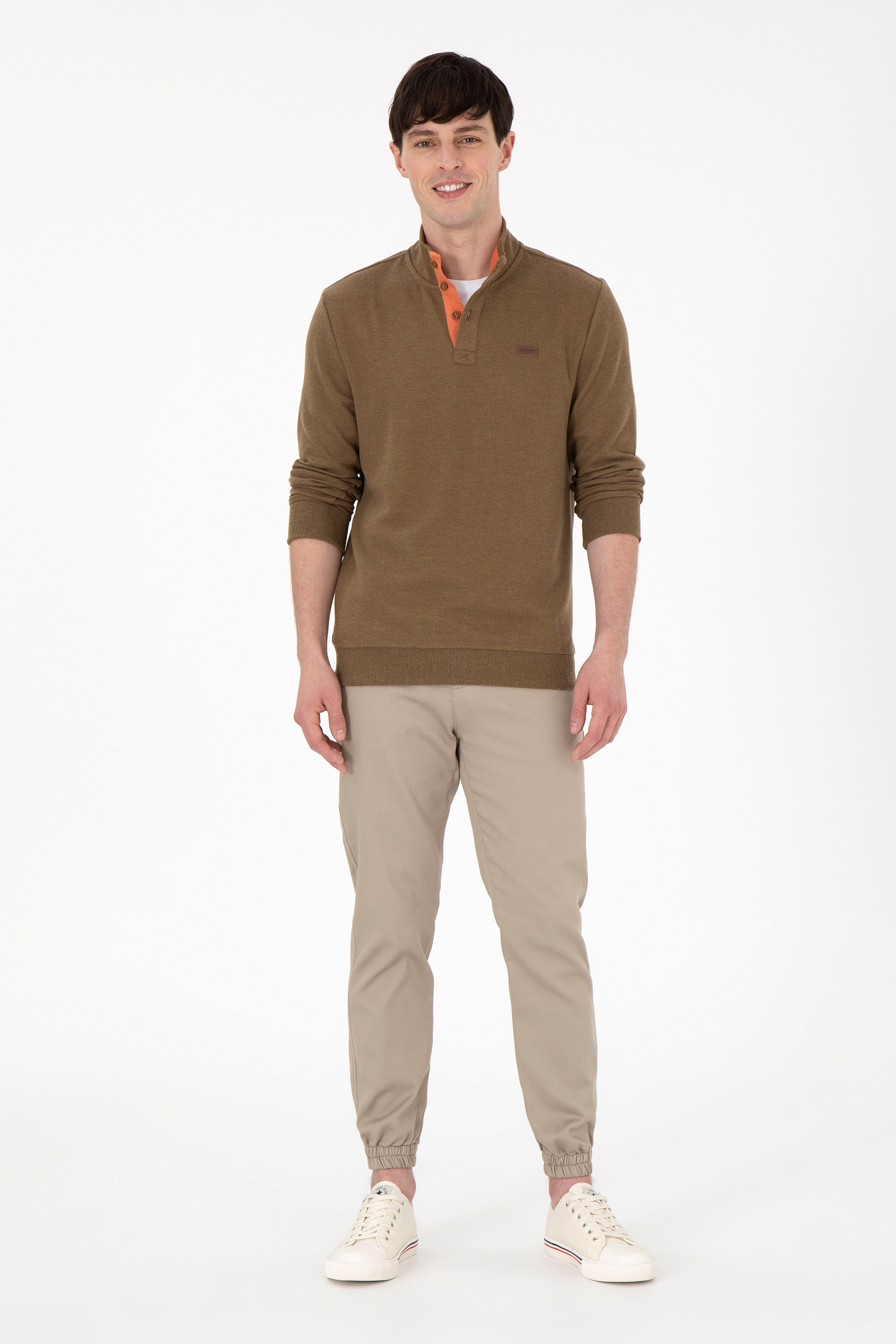 Erkek Jogger Fit Açık Haki Kanvas Pantolon - Image 1