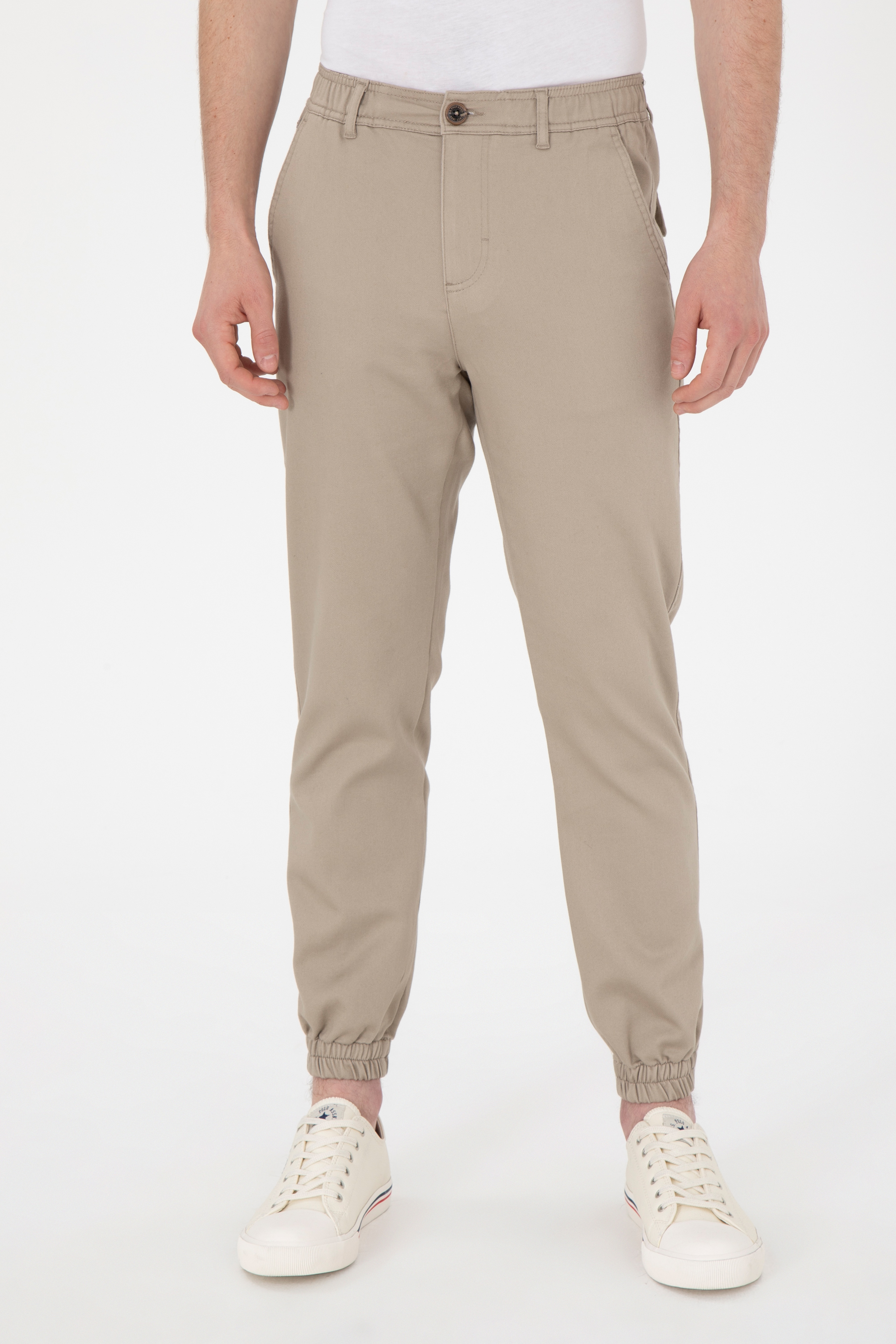 Erkek Jogger Fit Açık Haki Kanvas Pantolon
