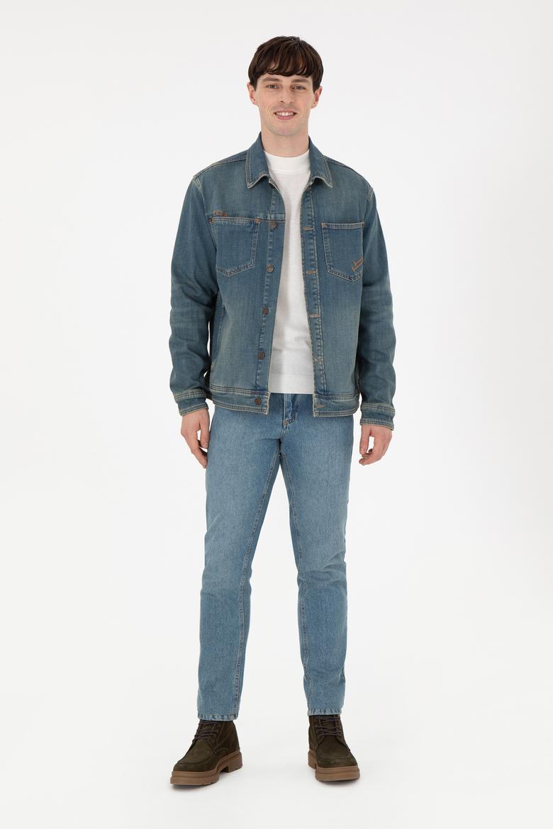 Erkek Yeşil Jean Gömlek - 50289546006