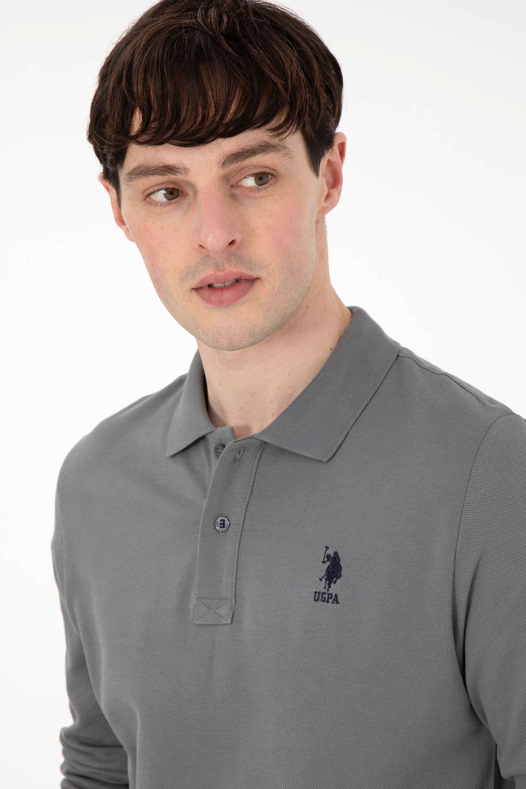 Erkek Gri Basic Sweatshirt - Image 2
