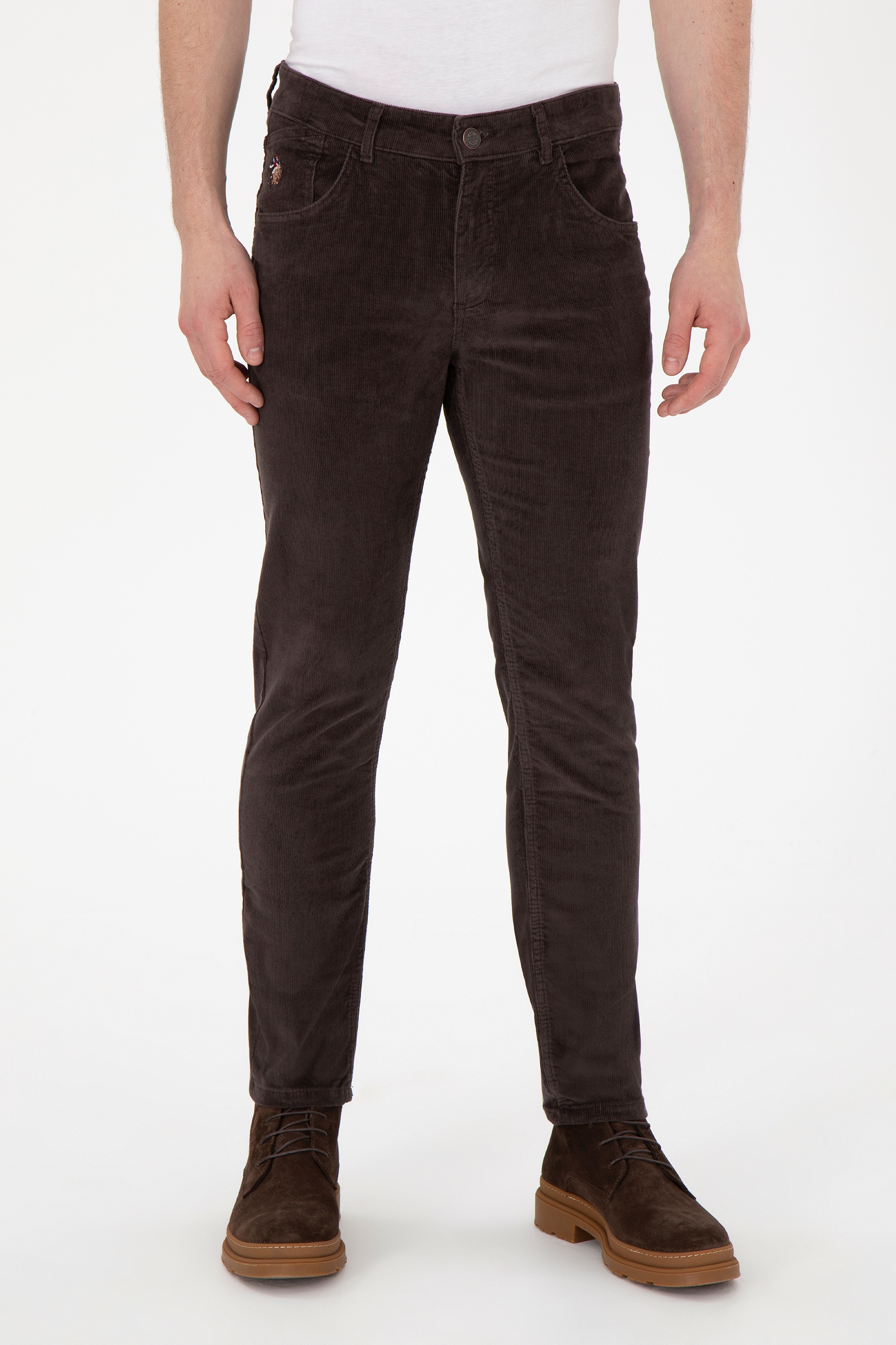 Erkek Slim Fit Kahverengi Kanvas Pantolon - Image 2