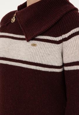 Kadın Bordo V Yaka Kazak - 50293133023